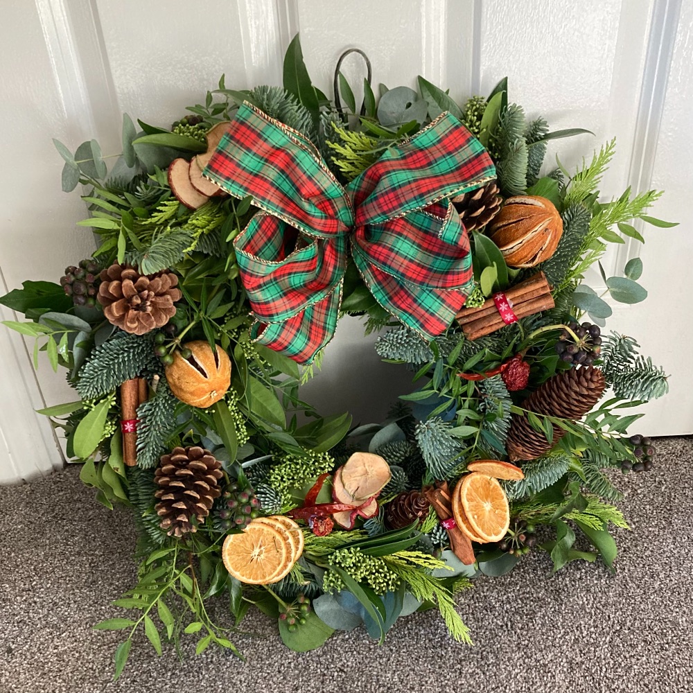 Willow House Flowers Fresh Christmas Door Wreaths for delivery from 1st