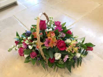 Roses floral arrangement in a trug/basket - choice of colourway