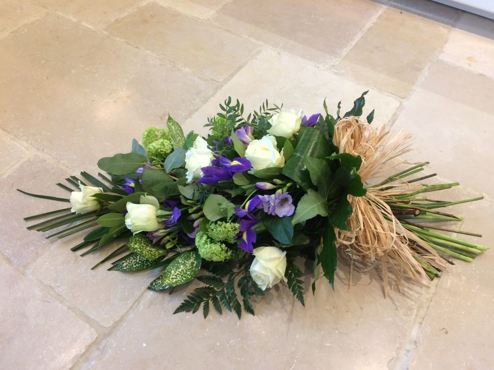 Hand tied sympathy Sheaf - funeral sheaf arrangement in seasonal flowers - 