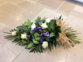 Hand tied sympathy Sheaf - funeral sheaf arrangement in seasonal flowers - various colours available