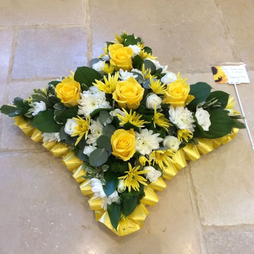 6. Funeral Loose open cushion tribute - choice of colours and edging - sizes approx. 38cm, 45cm, 50cm from &pound;45.00