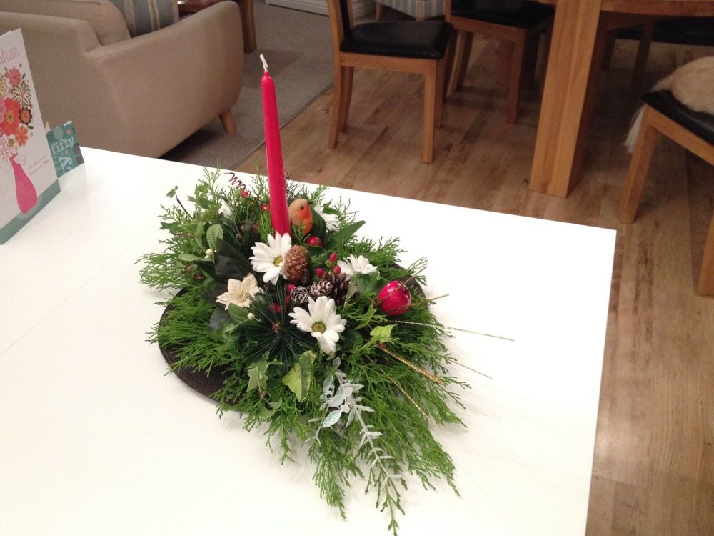 Christmas Table oval dinner candle arrangement - £22.00