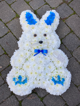 Bunny rabbit funeral tribute for baby or child - available in a choice of colours - Telephone order ONLY