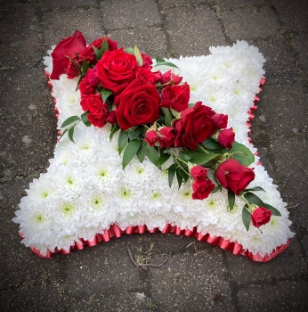 8. Traditional Funeral Cushion - wreath / tribute available in a choice of colours