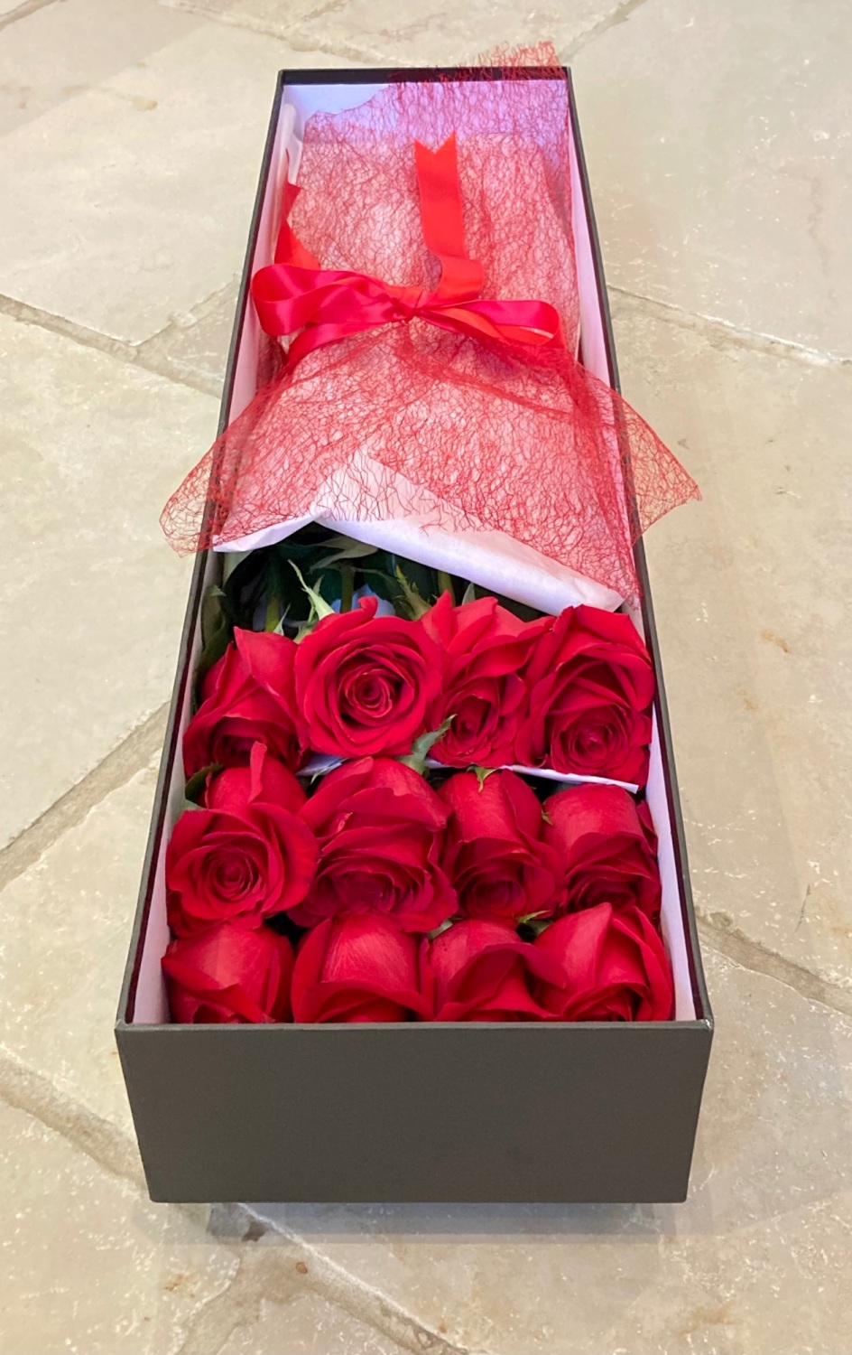 Premium Long Stem Red Roses in a beautiful presentation box - for that spec