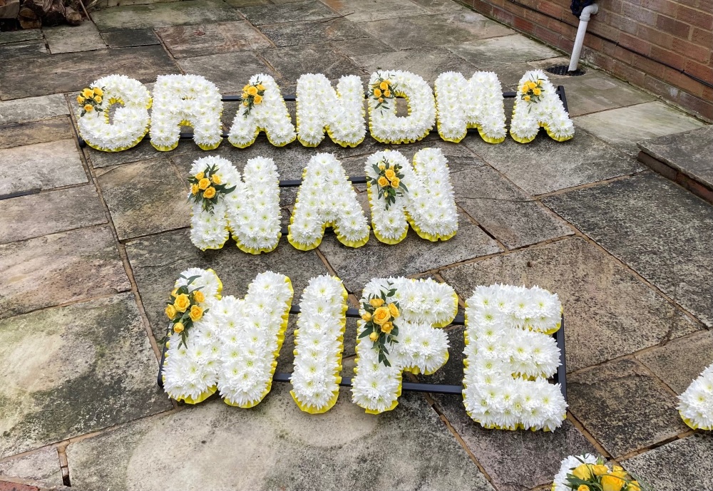 2. Funeral tribute Letters / Name - choice of colours available - £35.00 pe