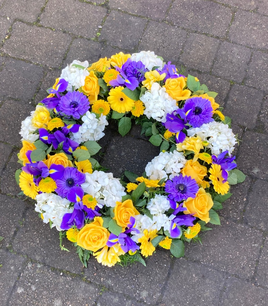 Classic open design funeral wreath - available in a choice of colours and sizes