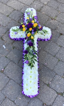 Chrysanthemum Traditional Funeral Cross – Custom Colours & Sizes with Free Local Delivery