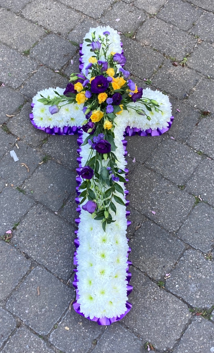 Chrysanthemum based Traditional Cross - available in a choice of colours an