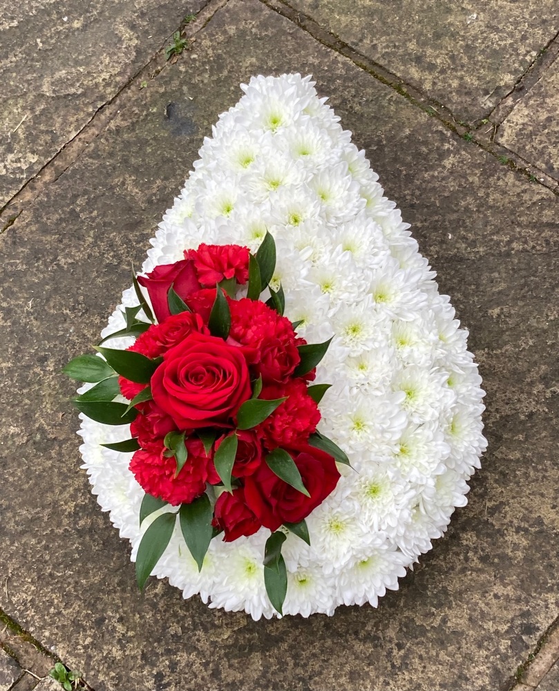 8. Traditional Funeral Teardrop - wreath / tribute available in a choice of