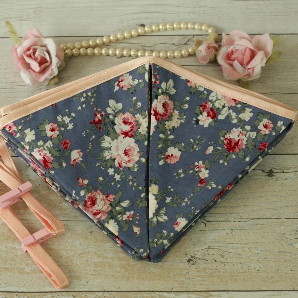 Blue Fabric Bunting: Cottage Home Decoration