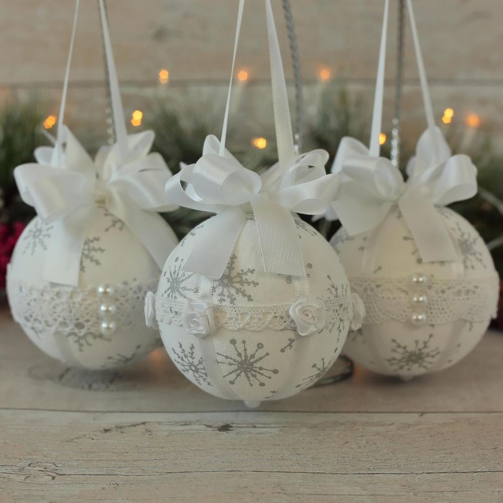 White Bauble Set: Scandi Christmas Tree Decorations