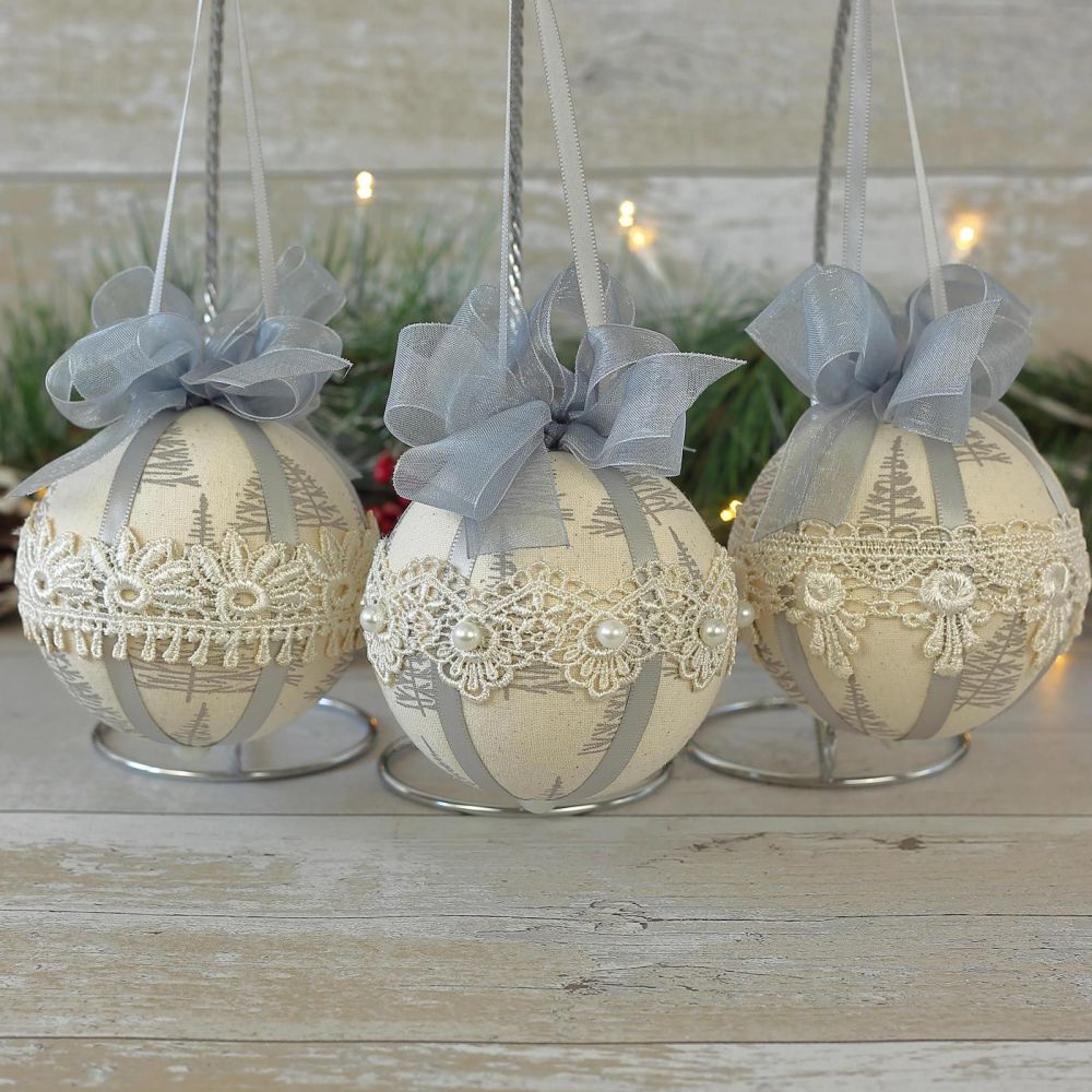 Grey Christmas Baubles: Scandinavian Ornaments
