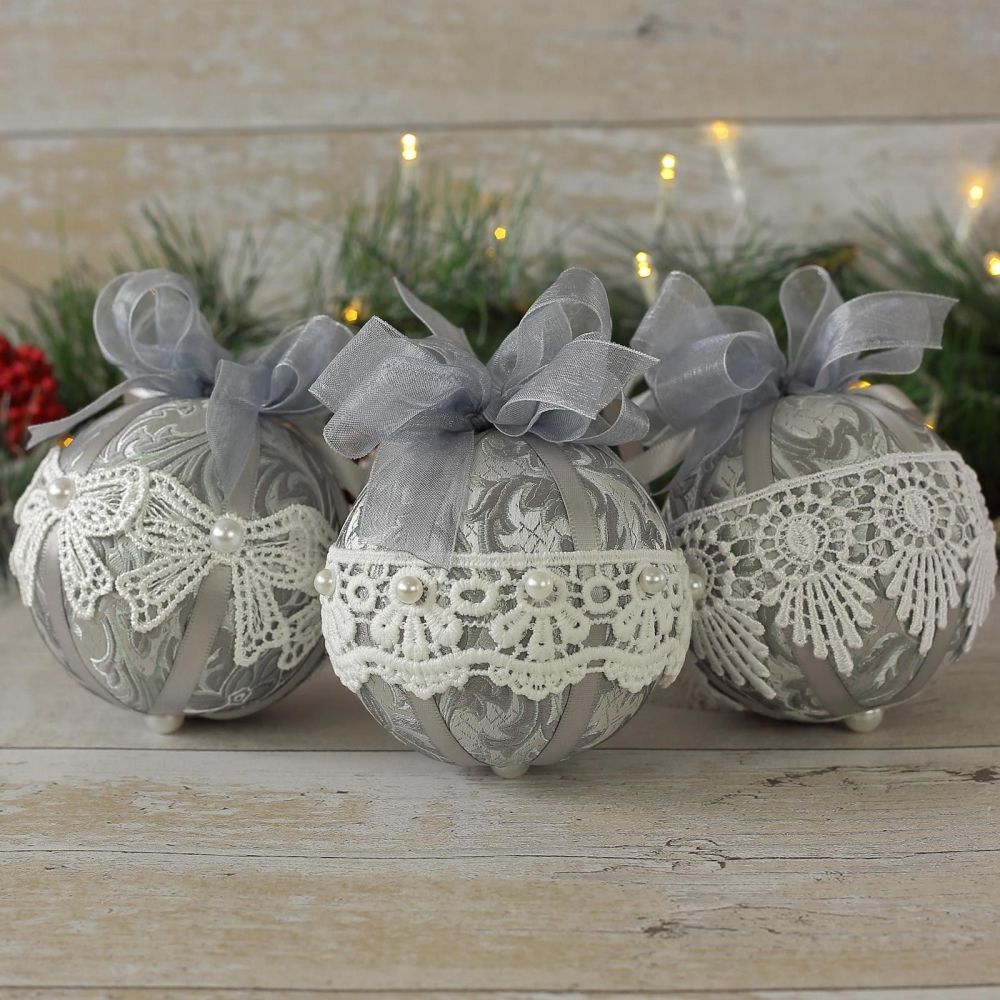 Handmade Christmas Baubles: Silver Xmas Decor