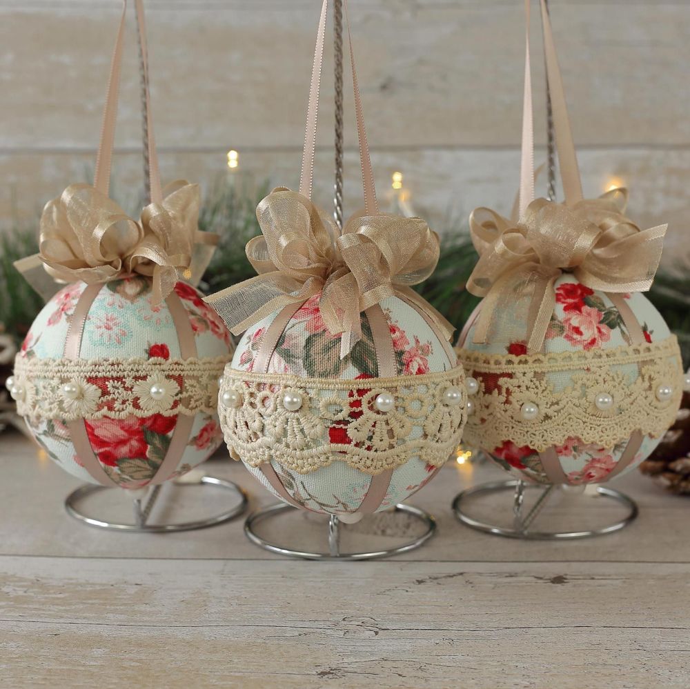 Shabby Chic Ornaments: Duck Egg Blue Christmas Decorations