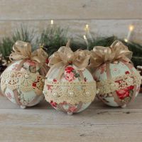 <!-- 016 -->Shabby Chic Ornaments: Duck Egg Blue Christmas Decorations
