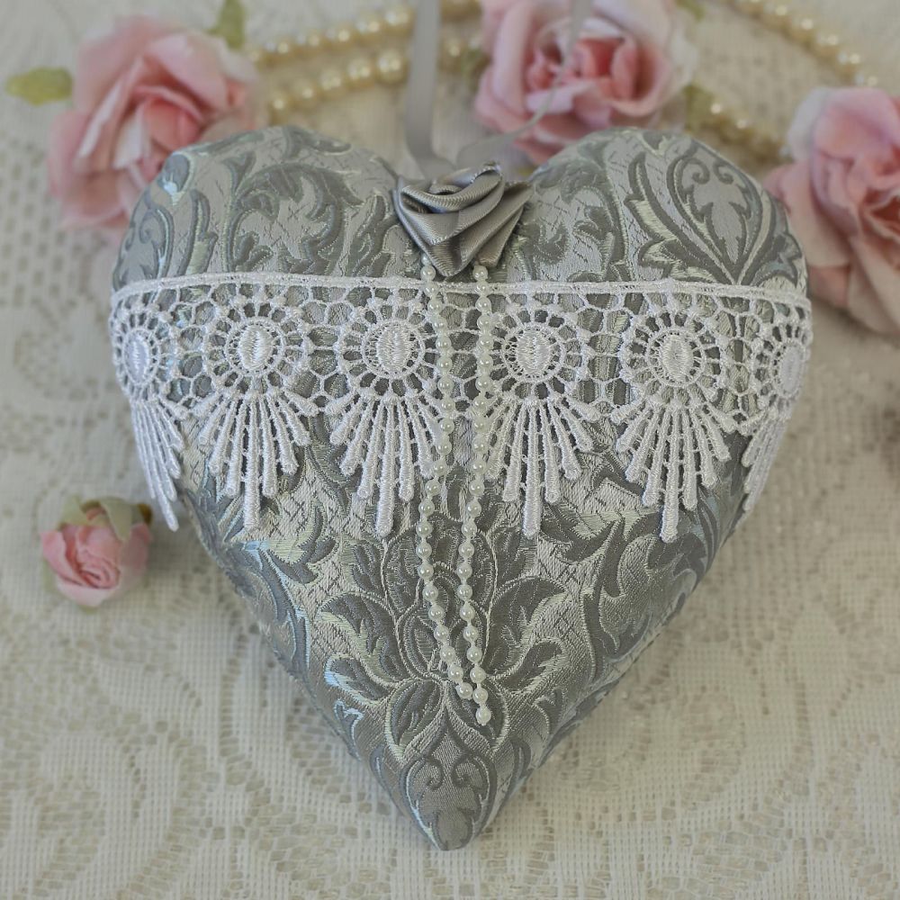Silver Heart Ornament: 25th Anniversary Gift