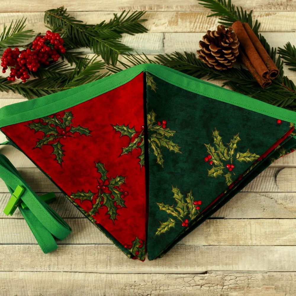  Yule Decor: Red and Green Bunting