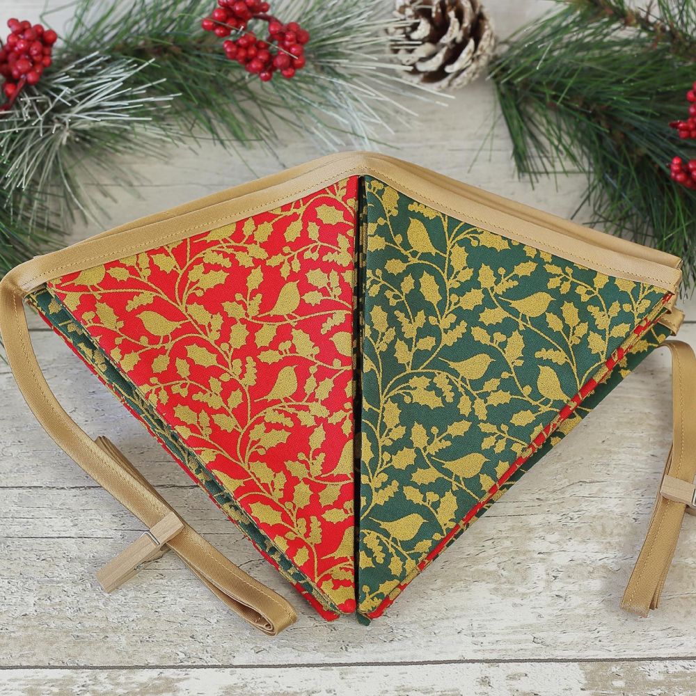 Red and Green Christmas Decoration: Holly Banner