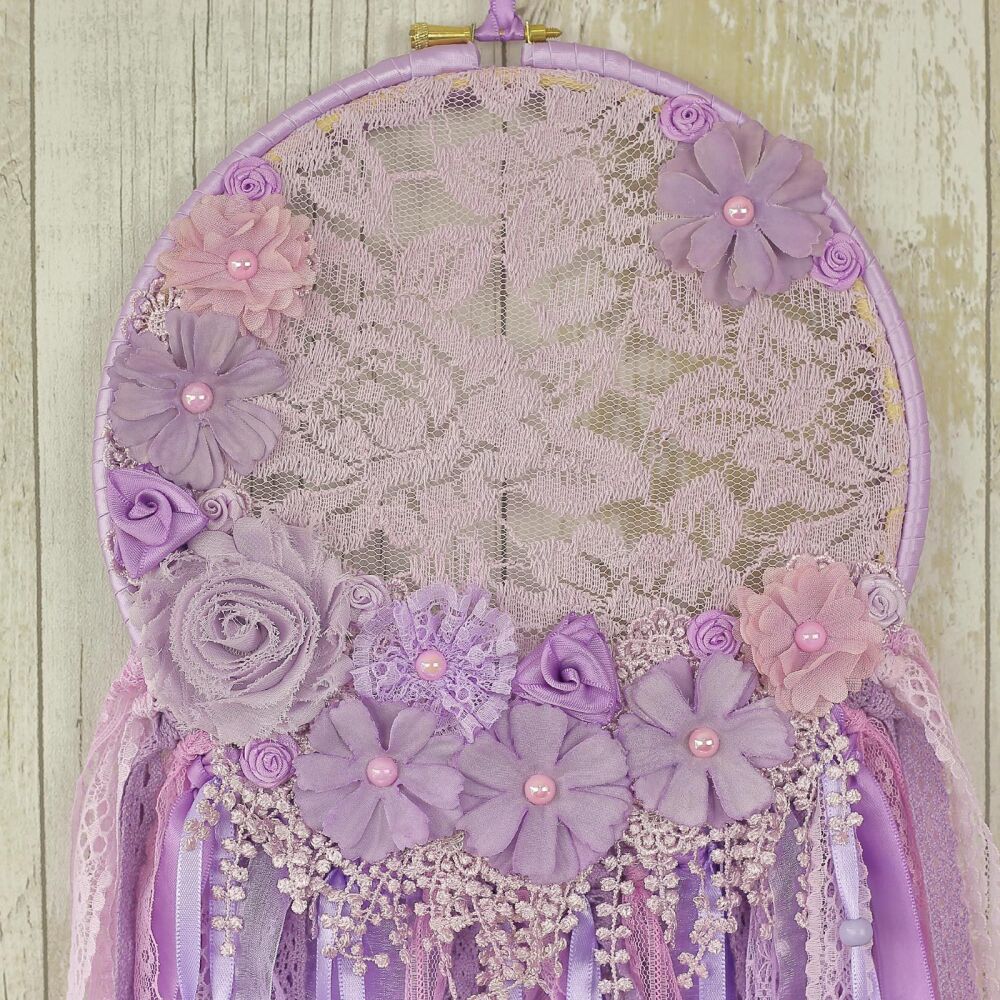 Purple Dreamcatcher: Floral Art