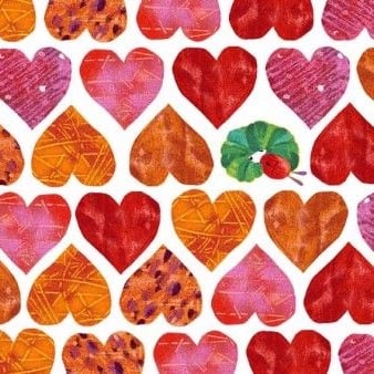 <!--3132-->Makower UK - The Very Hungry Caterpillar Hearts, per fat quarter