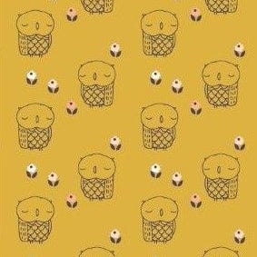 <!--5013-->Dashwood Studios - Autumn Rain - Owls on Yellow, per fat quarter