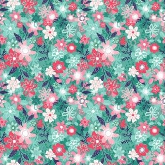 <!--3210-->Makower UK - Fruity Friends Floral in Blue, per fat quarter
