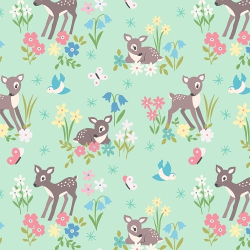 <!--4211-->Lewis & Irene - So Darling! Little Deer on Mint, per fat quarter