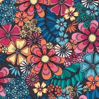<!--3231-->Makower UK - Sundance Large Floral in Blue, per fat quarter