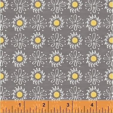 <!--5508-->Windham Fabrics - Smitten with Spring - Daisies on Grey, per fat