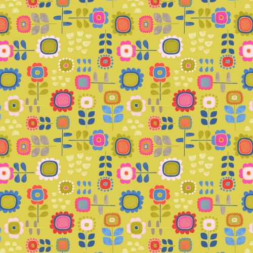<!--4229-->Lewis & Irene - Hann's House Summer Flowers on Yellow, per fat q