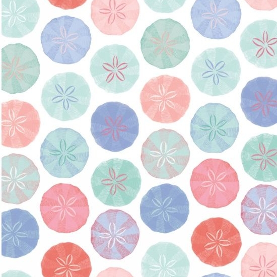<!--5357-->Studio E - Mermaid Dreams - Sand Dollars on White, per fat quart