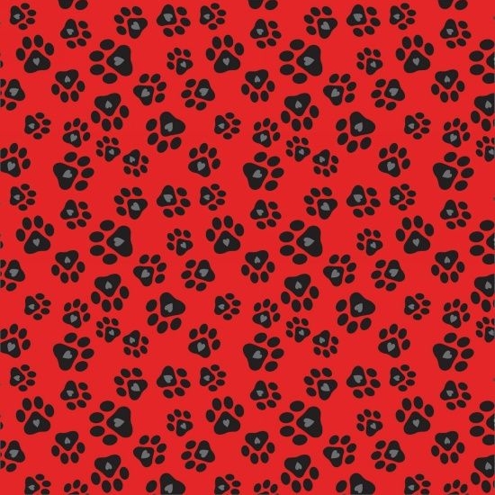 <!--5362-->Studio E - Must Love Dogs - Paw Prints With Hearts onRed, per fa