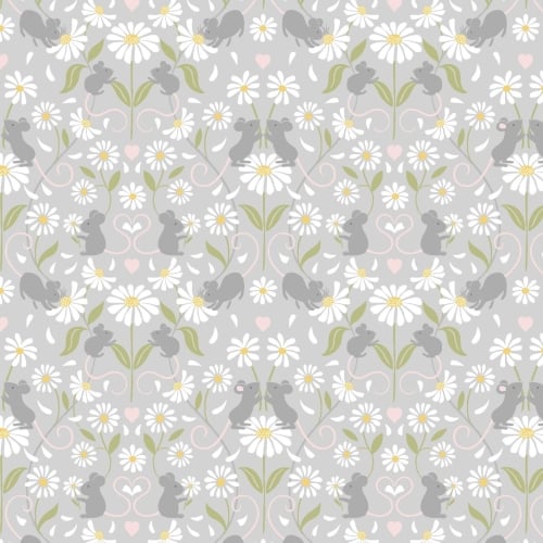 <!--4234-->Lewis & Irene - Love Me Love Me Not Mirrored Mice on Light Grey,