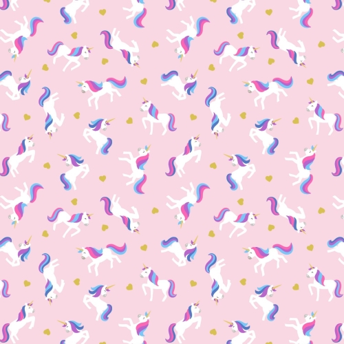 <!--4238-->Lewis & Irene - Small Things Magical Unicorns on Pink (With gold