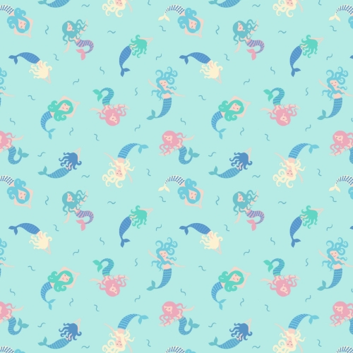 <!--4241-->Lewis & Irene - Small Things Magical Mermaids on Light Blue (Wit