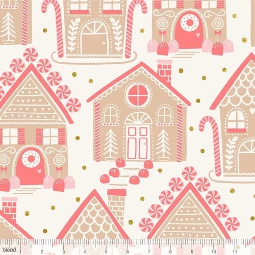 <!--9105-->Blend Fabrics - Kringle's Sweet Shop - Gingerbread Lane in Ivory