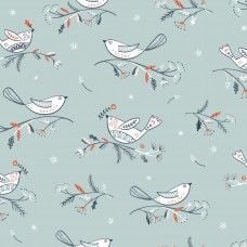 <!--9073b-->Dashwood Studios - Winterfold Birds on Grey (with Copper Metall