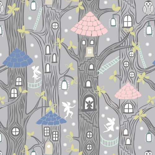 <!--4252-->Lewis & Irene - Fairy Lights - Fairy Houses Grey (glow in the da
