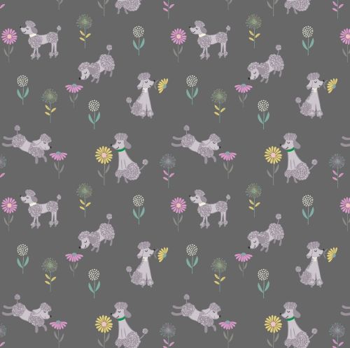 <!--4283-->Lewis & Irene - Poodle & Doodle - Poodle on Dark Grey, per fat q