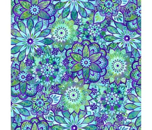 <!--5385-->Studio E - Feather & Flora - Medallion in Light Blue, per fat qu