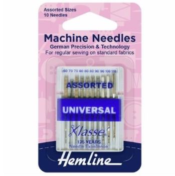  Hemline Sewing Machine Needles - Universal - 10 x Assorted