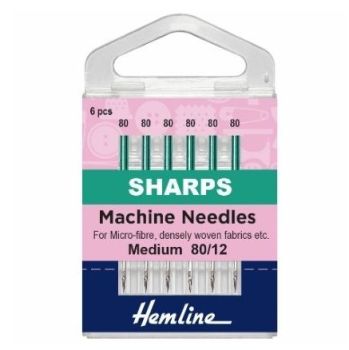  Hemline Sewing Machine Needles - Sharps - 80/12