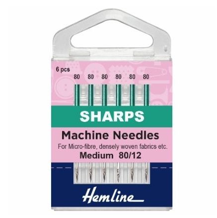  <!--   015 -->Hemline Sewing Machine Needles - Sharps - 80/12