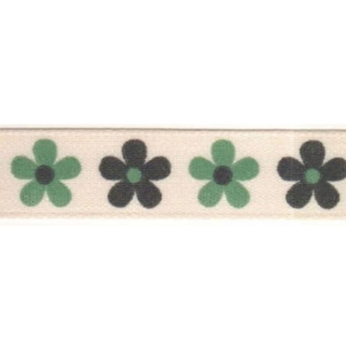 <!-- 213d --> Berifords Daisy Ribbon (13700) 15mm - Green and Black 3, per 