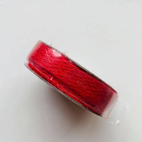<!-- 397 -->Natural Braided Jute Trim - Red Flat Braid 15mm