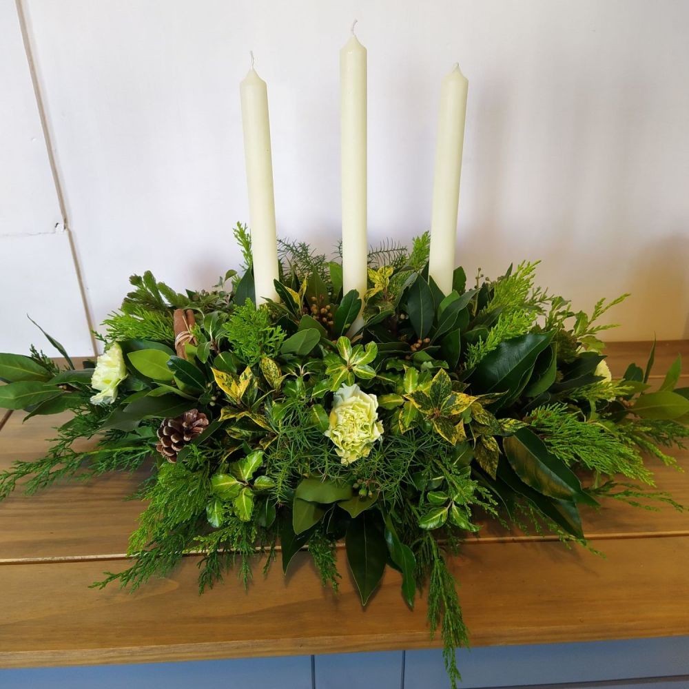 Long 3 Candle Table Arrangement 