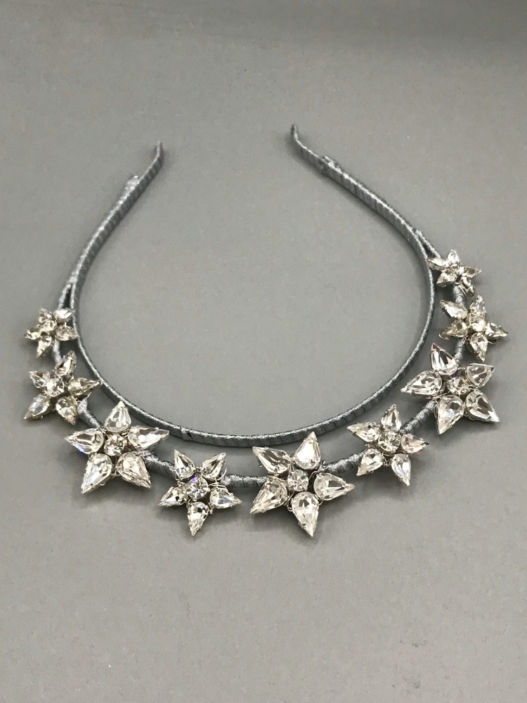 Silver Stars bridal tiara, halo crown.