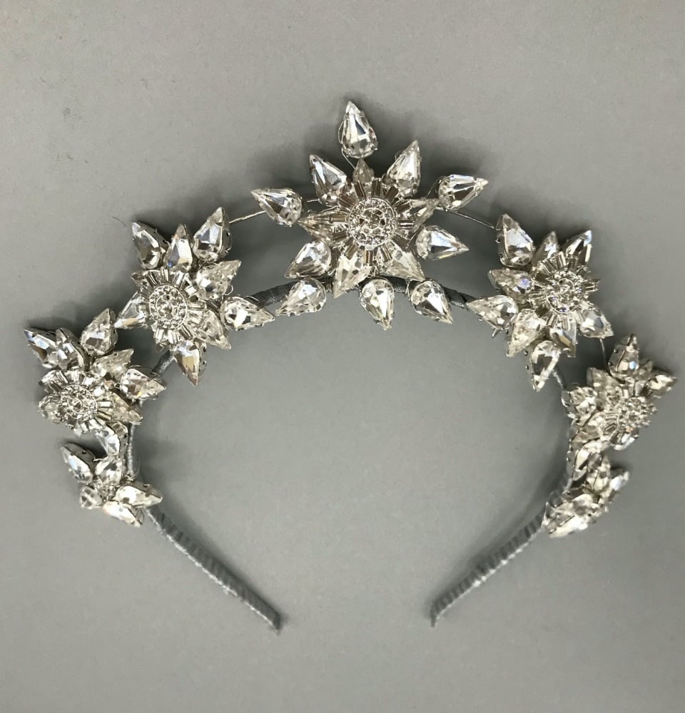 Silver Stars bridal tiara, halo crown.