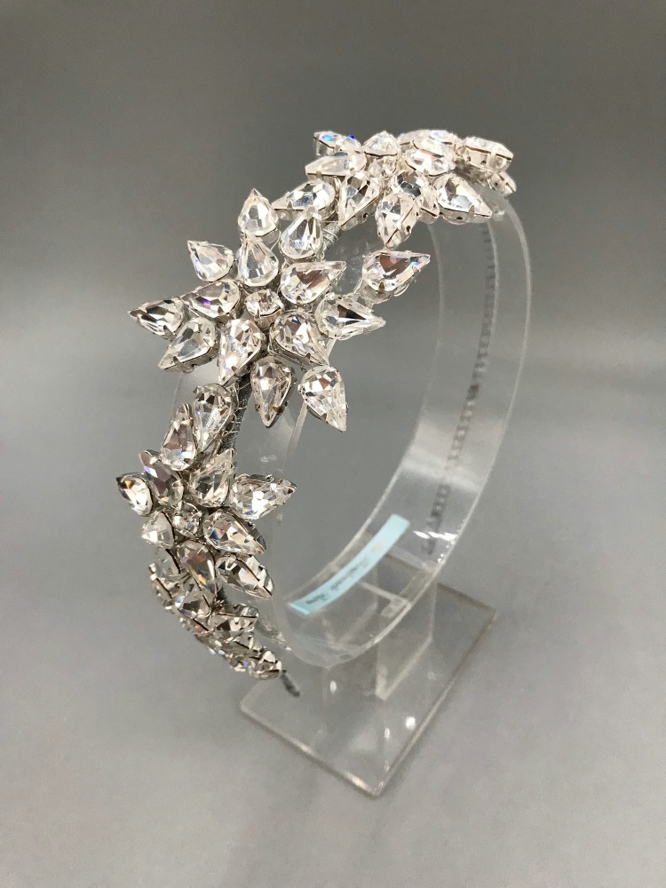 Silver Stars bridal tiara, side tiara headband.